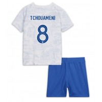 Frankrike Aurelien Tchouameni #8 Fotballklær Bortedraktsett Barn VM 2022 Kortermet (+ korte bukser)